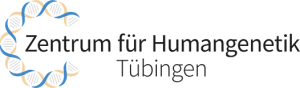 Zentrum_Humangenetik_Logo Logo des Zentrums für Humangenetik Tübingen mit blau-beiger DNA
